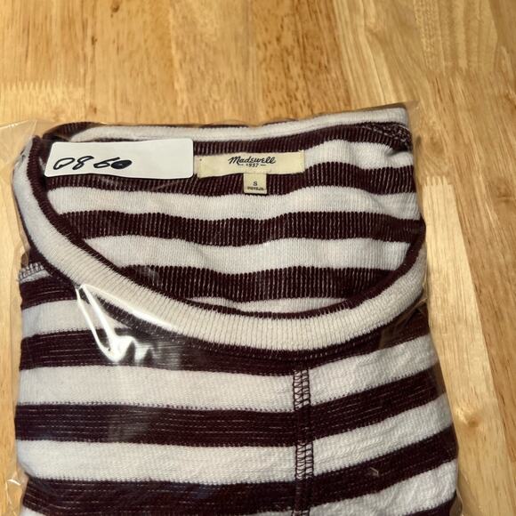 Madewell Sweater Top Womens Small Maroon Stripes Slub - Picture 12 of 15